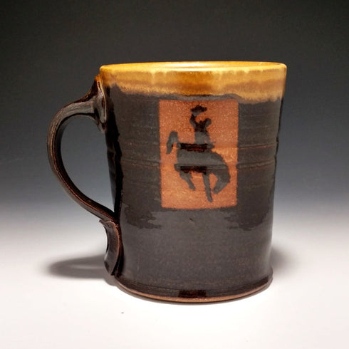 Bucking Horse and Rider Brown and Gold